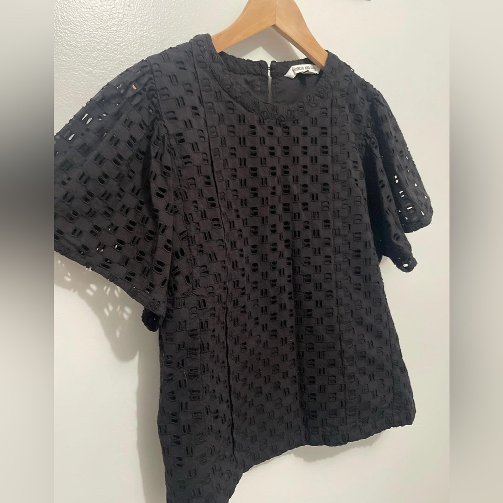 Elizabeth & James Black Eyelet Top